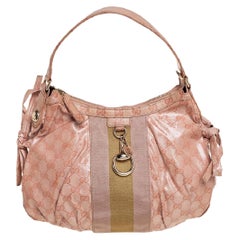 Gucci Peach GG Crystal Canvas Vintage Web Hobo