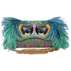 Gucci Macaw Brocade Clutch with Feathers