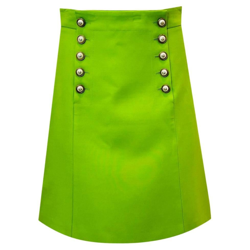 Gucci Pearl Button Skirt In Silk & Wool For Sale