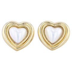 Gucci Pearl Heart Clipon Earrings 18k Yellow Gold Statement Non Pierced Omega