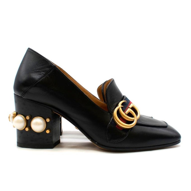 Gucci pearl-heel leather loafers US 3.5 For Sale at 1stDibs | gucci ...