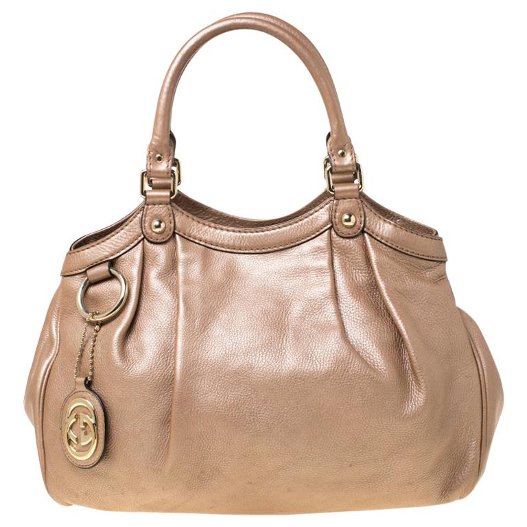 Gucci Pearly Beige Leather Medium Sukey Tote