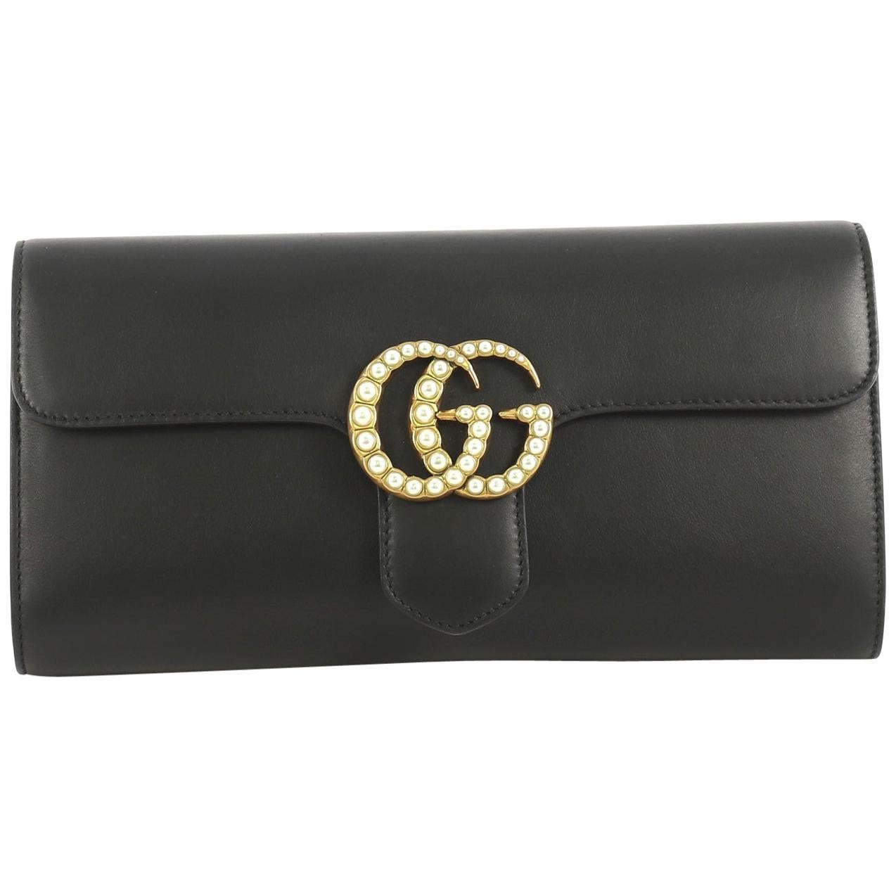 Gucci Pearly GG Marmont Clutch Leather