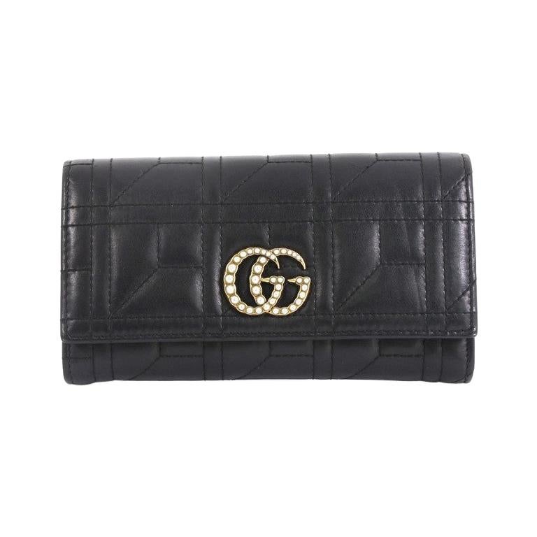 Gucci Pearly GG Marmont Continental Wallet Matelasse Leather 