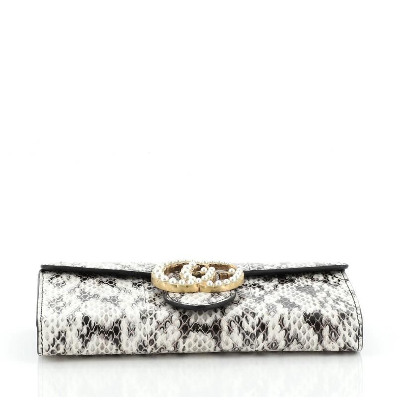 Gray Gucci  Pearly GG Marmont Continental Wallet Python