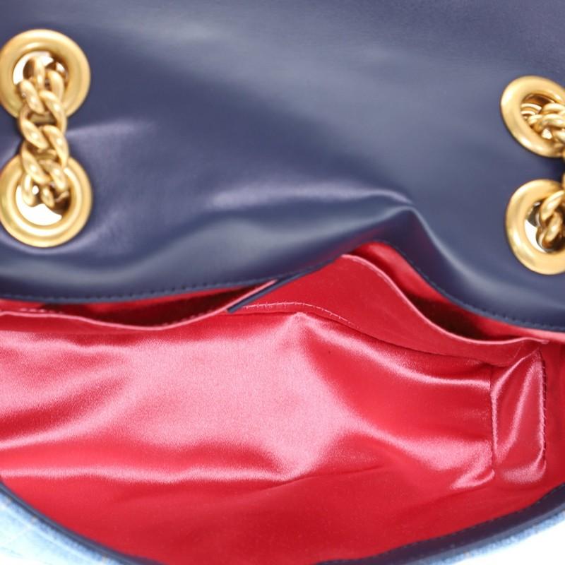Gucci Pearly GG Marmont Flap Bag Embellished Matelasse Denim Mini 1