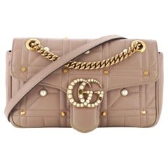 Gucci GG Marmont Small Shoulder Bag Matelasse Round And Vertical Peach in  Leather with Antique Gold-tone - US