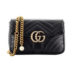 Gucci Pearly GG Marmont Flap Belt Bag Matelasse Leather