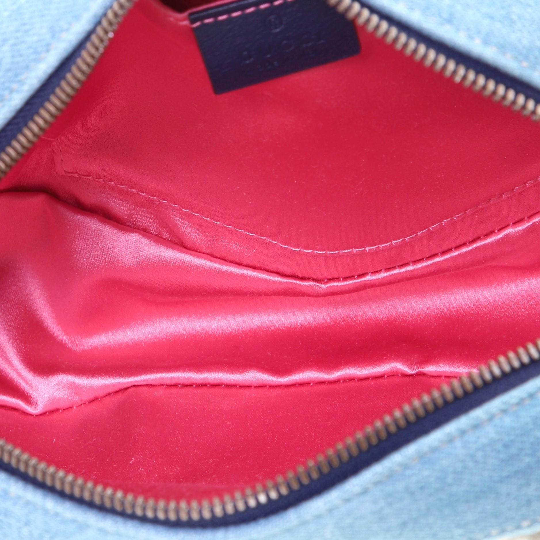 Gucci Pearly GG Marmont Shoulder Bag Embellished Matelasse Denim Small 1