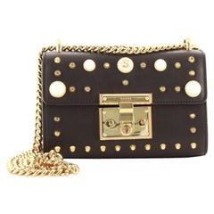 Gucci Pearly Padlock Shoulder Bag Studded Leather Small