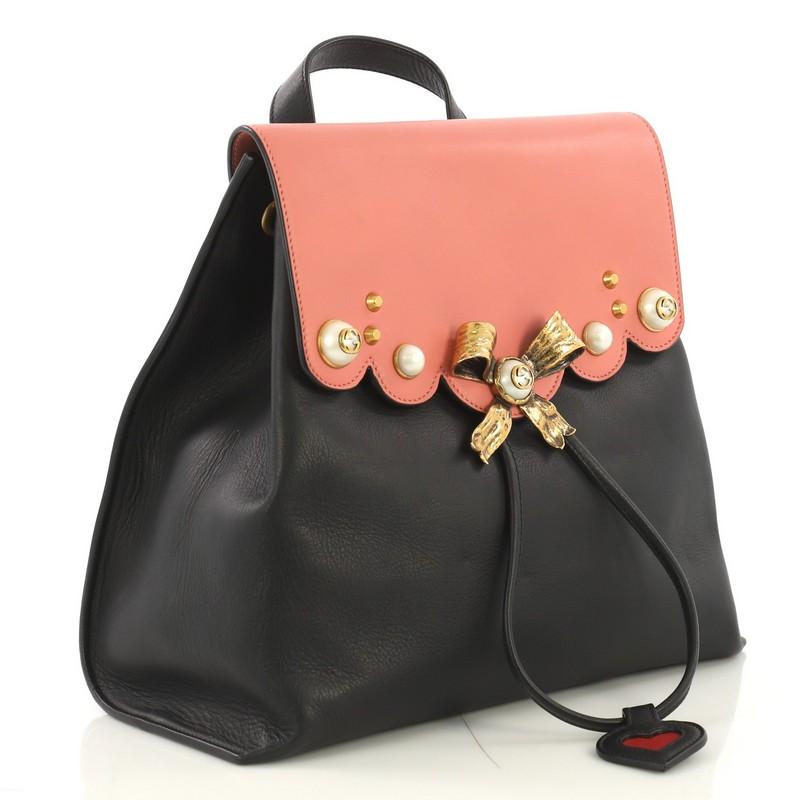 peony pink leather medium backpack