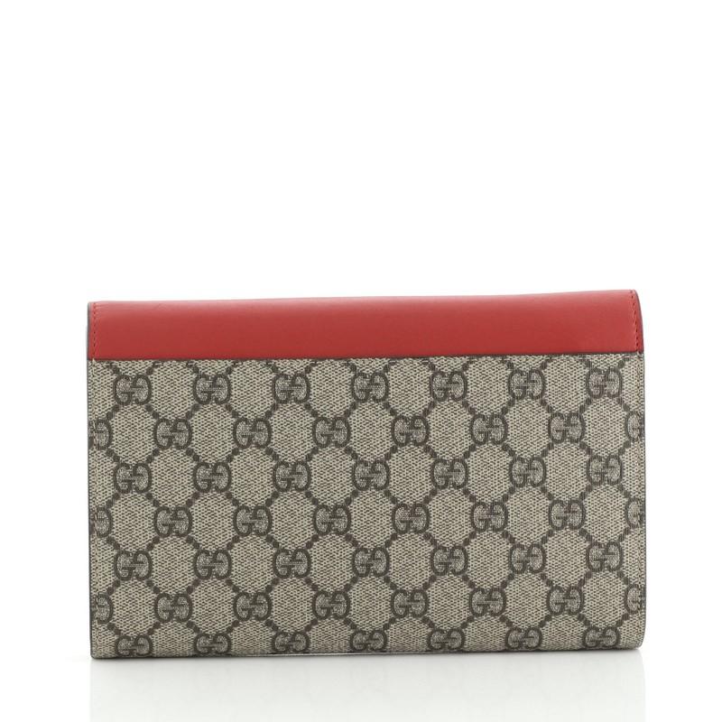 Brown Gucci Pearly Peony Clutch GG Coated Canvas and Leather