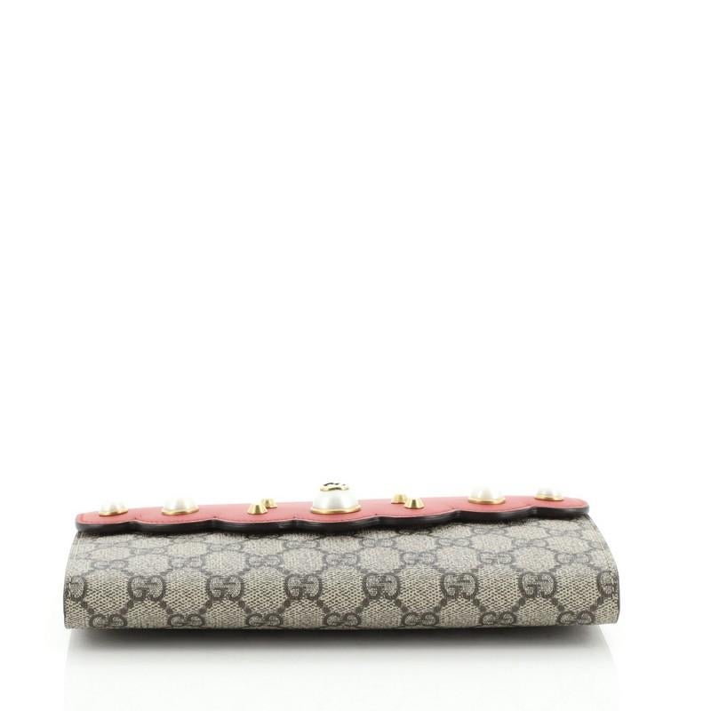 Gucci Pearly Peony Clutch GG Coated Canvas and Leather In Good Condition In NY, NY