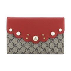 Gucci Pearly Peony Clutch GG Coated Canvas and Leather