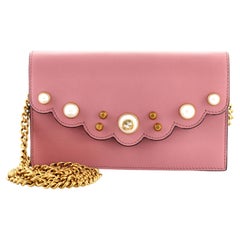 Gucci Pearly Peony Wallet on Chain Leather Mini