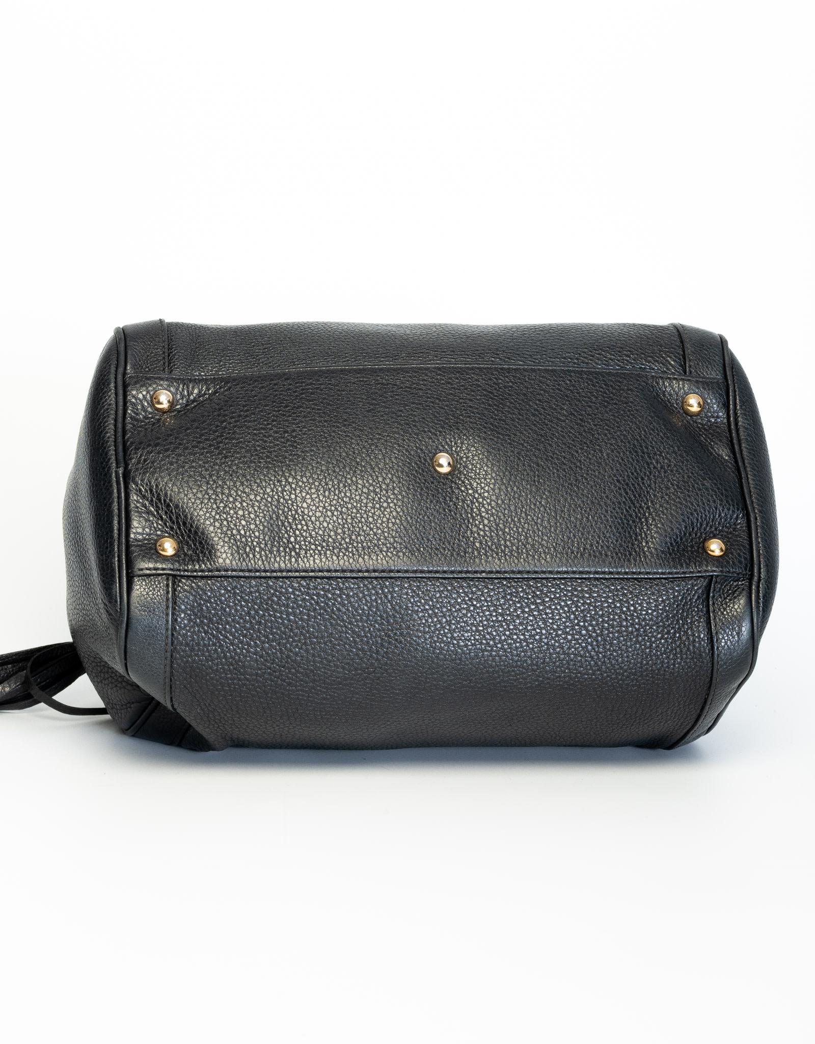 Gucci Pebbled Calfskin Medium Soho Boston Black Handbag For Sale at ...