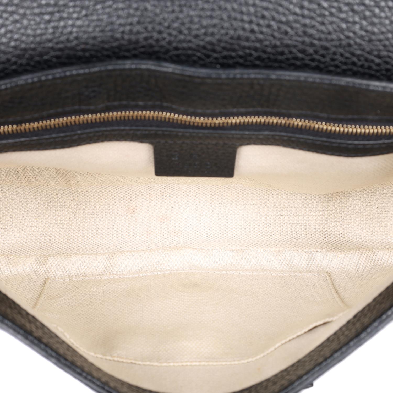 GUCCI Pebbled Calfskin Medium Soho Flap Crossbody Black For Sale 7