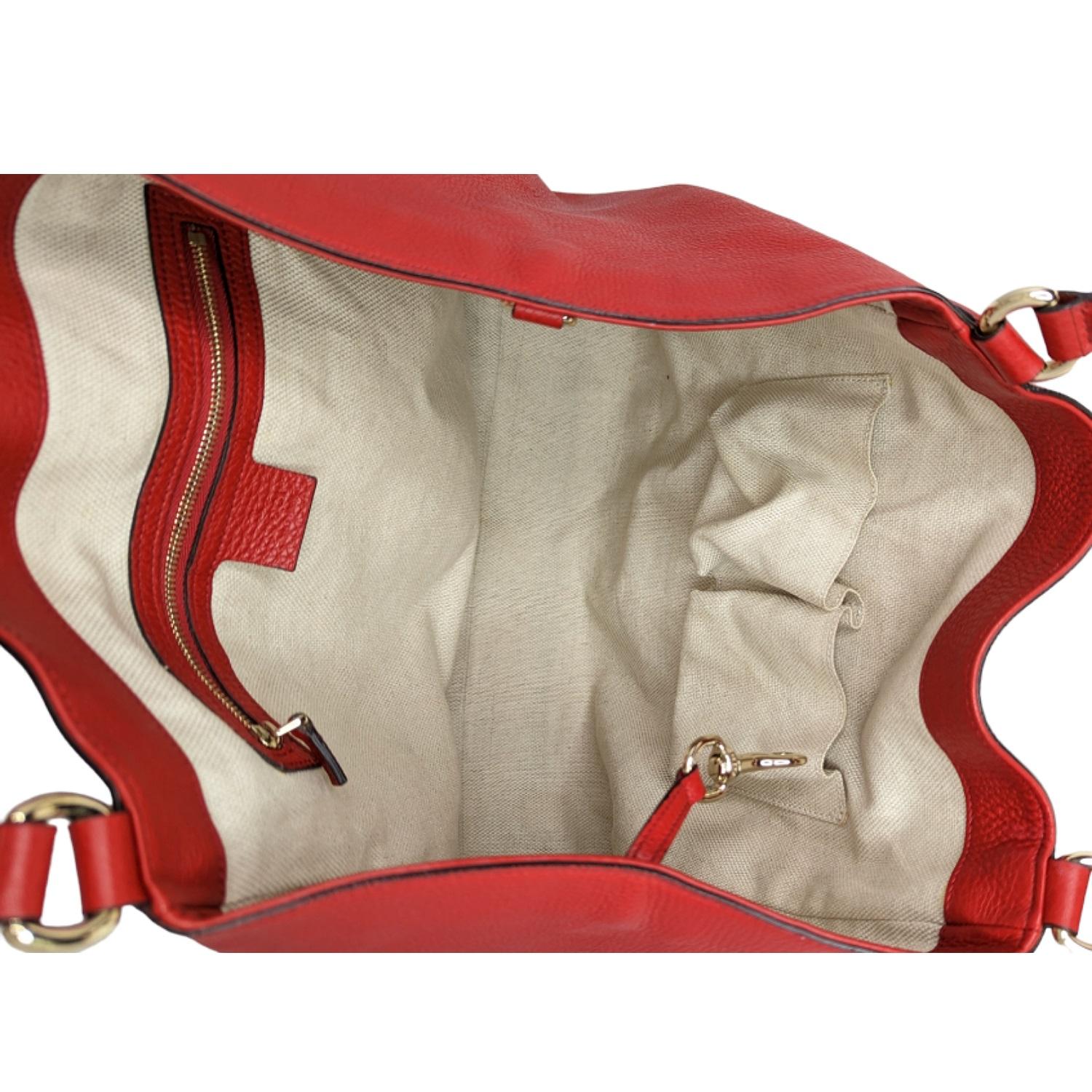 Gucci Pebbled Calfskin Medium Soho Shoulder Bag Red 3