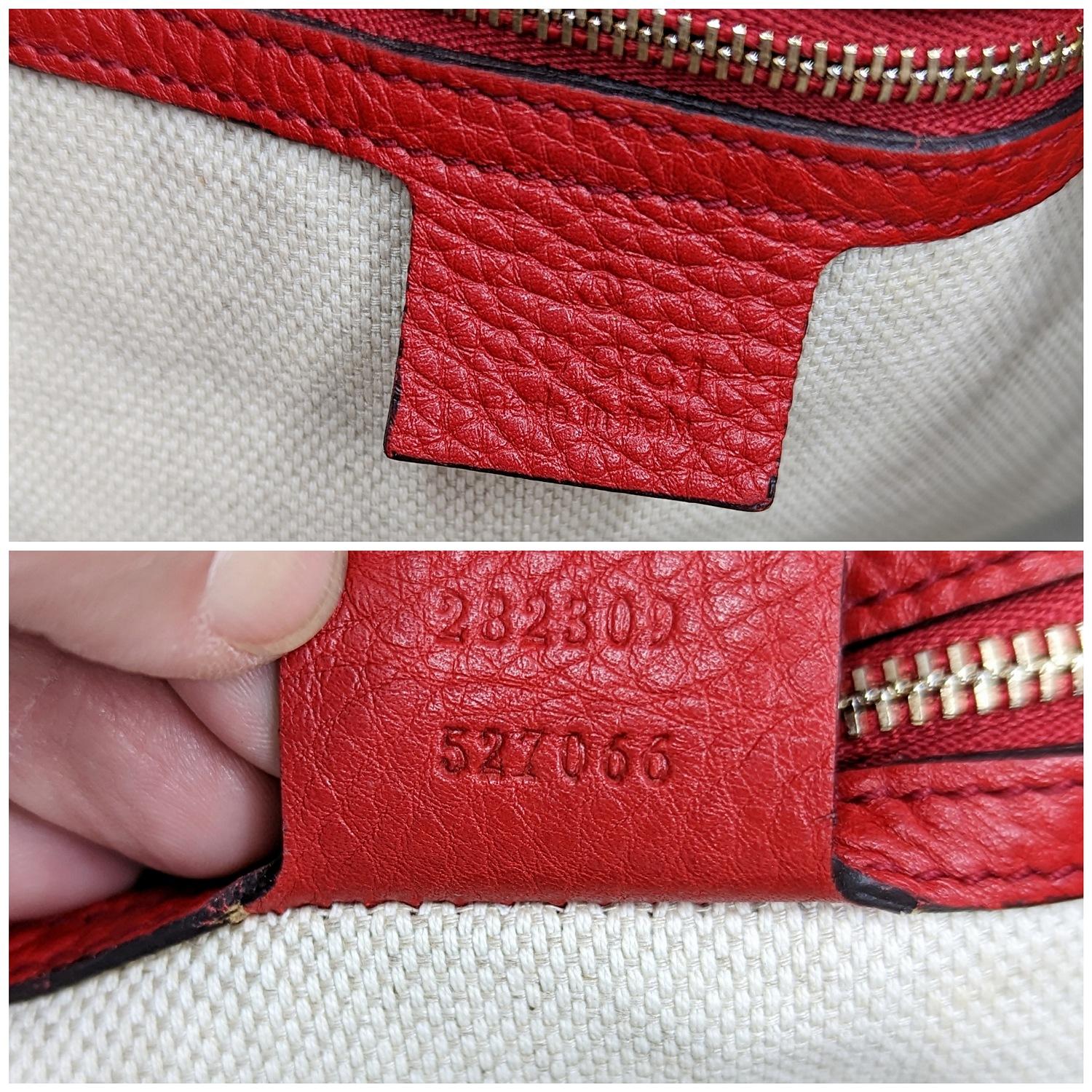 Gucci Pebbled Calfskin Medium Soho Shoulder Bag Red 4