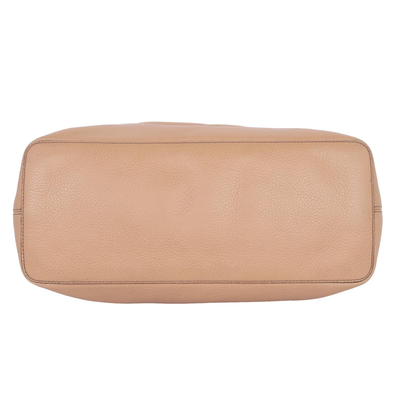 Gucci Pebbled Calfskin Soho Top Handle Hobo Bag Brownish Tan For Sale 4