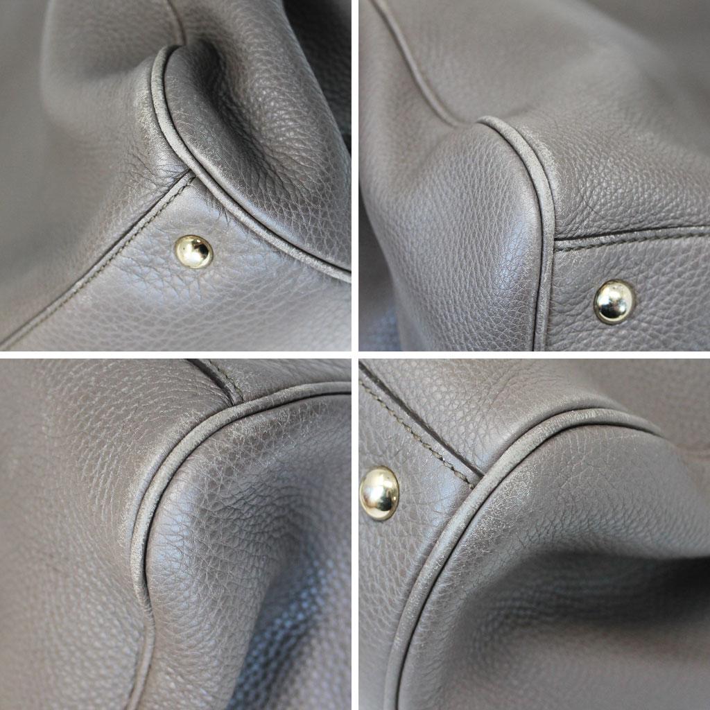 Gucci Pebbled Leather Large Brown Handbag And Shoulder Bag For Sale 4