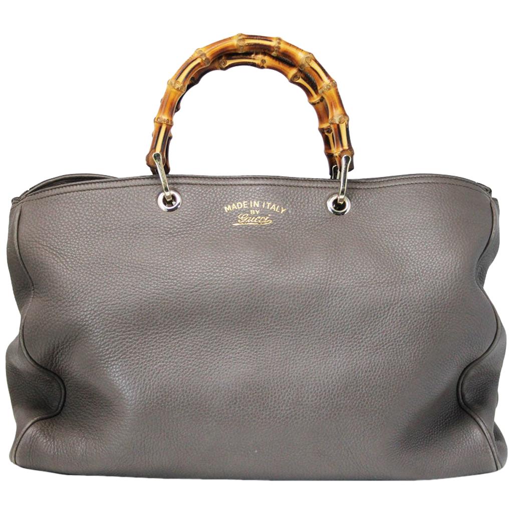Gucci Pebbled Leather Large Brown Handbag And Shoulder Bag For Sale