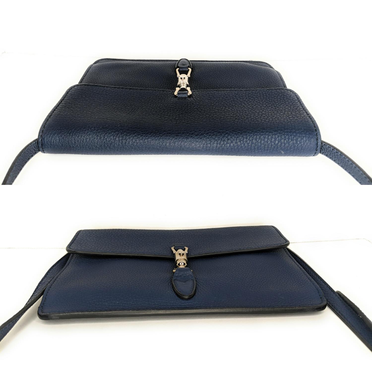 Black Gucci Pebbled Leather Soft Jackie Convertible Mini Crossbody For Sale