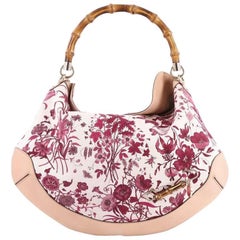 Gucci Peggy Bamboo Handle Hobo Flora Canvas