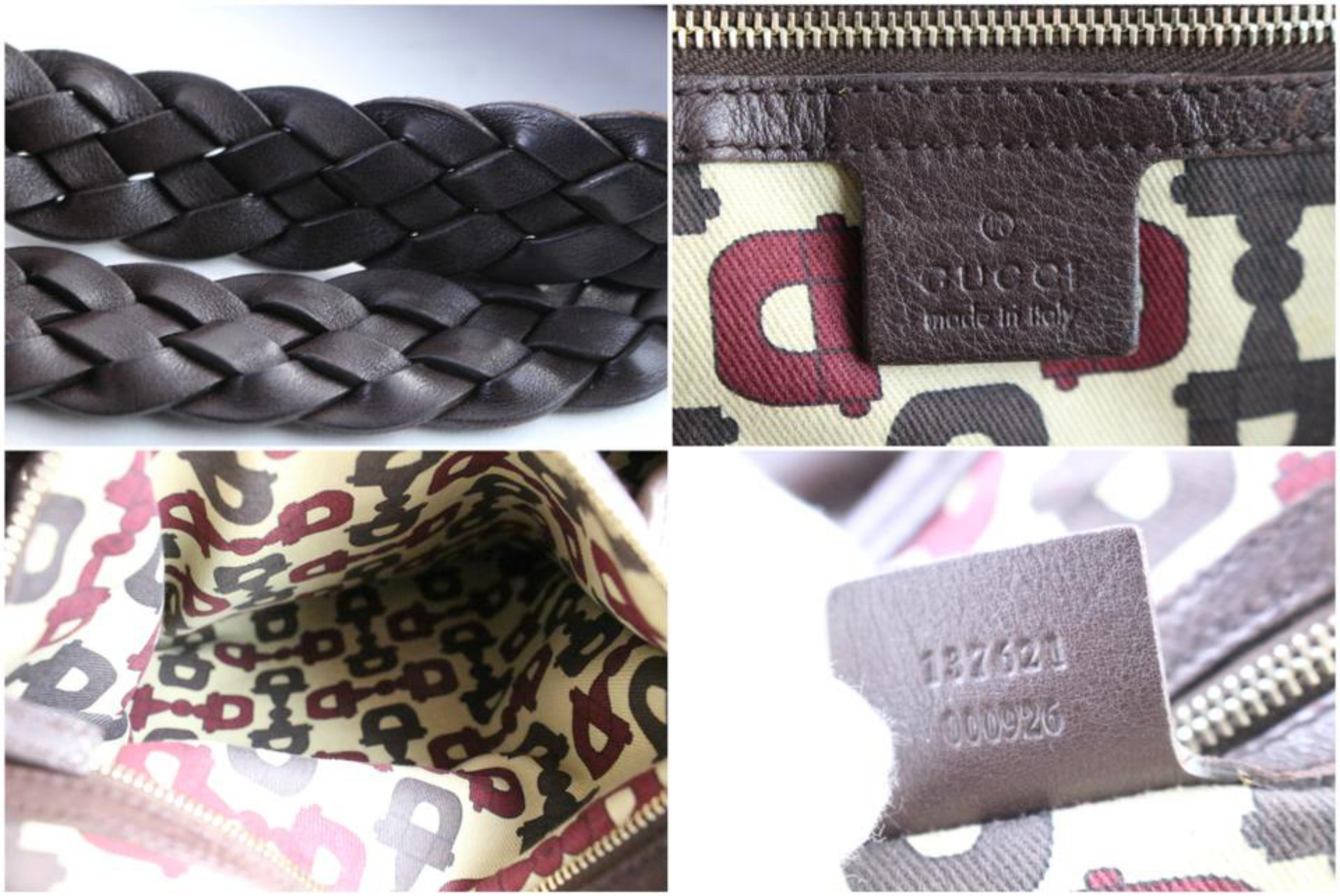 Gray Gucci Pelham Hobo Guccissima 13gr0314 Brown Lambskin Leather Shoulder Bag For Sale