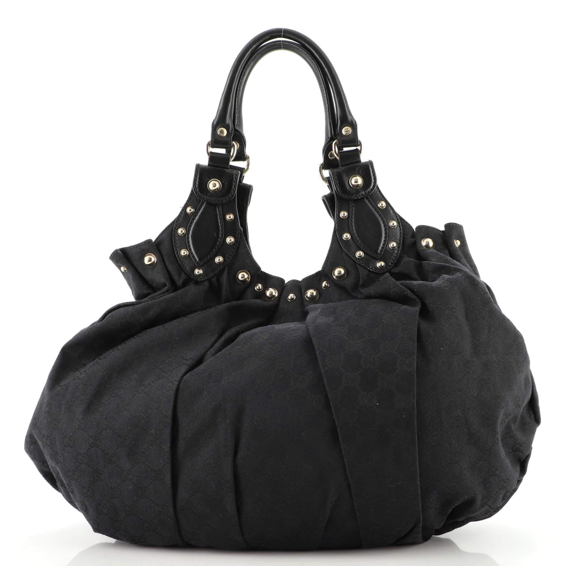 Black Gucci Pelham Shoulder Bag Studded GG Canvas Large