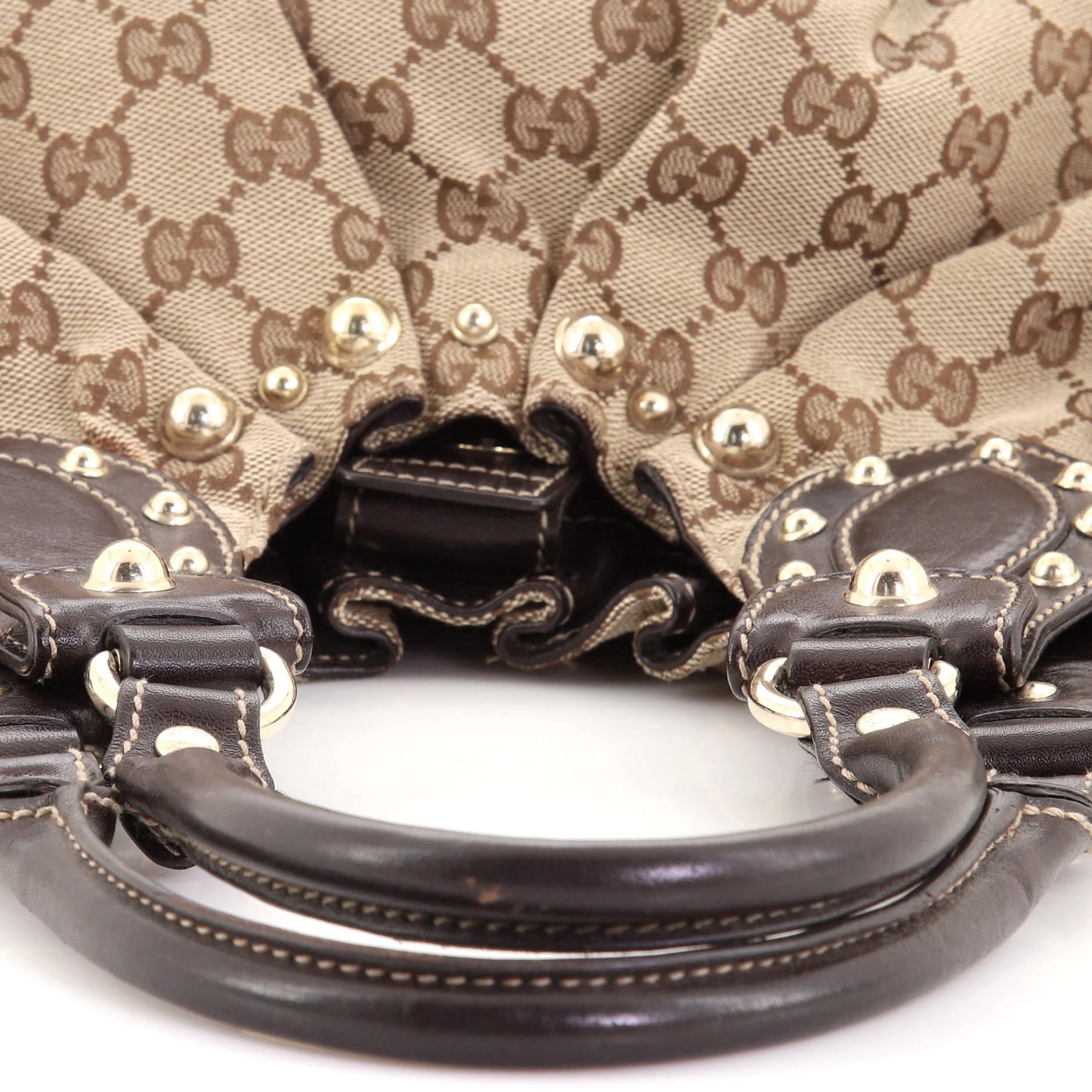Brown Gucci Pelham Shoulder Bag Studded GG Canvas Medium