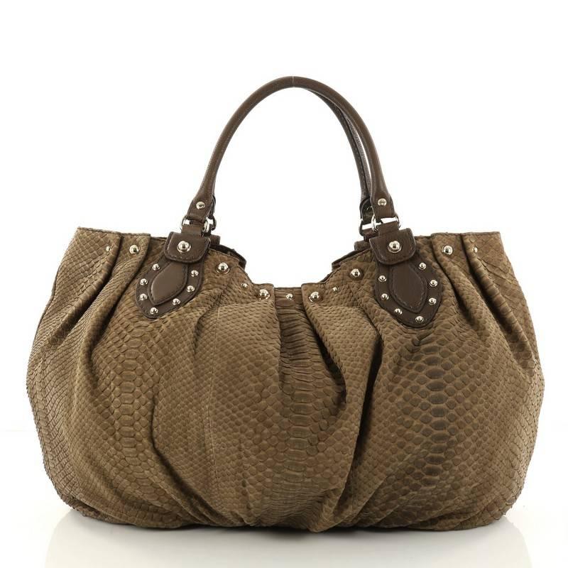 Gucci Pelham Tote Studded Python Large In Good Condition In NY, NY