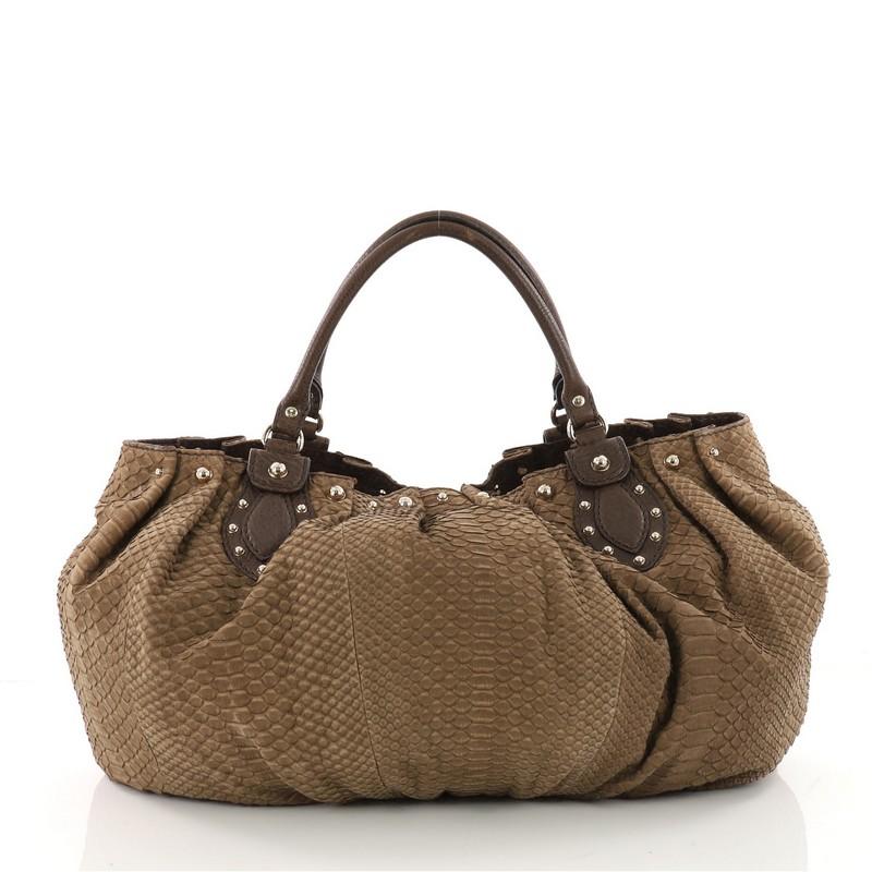 Gucci Pelham Tote Studded Python Large In Good Condition In NY, NY