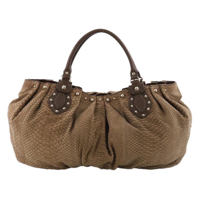 Grand Fourre-tout En Python Véritable CARLOS FALCHI - Couleur Marron/beige, état Impeccable, Occasion