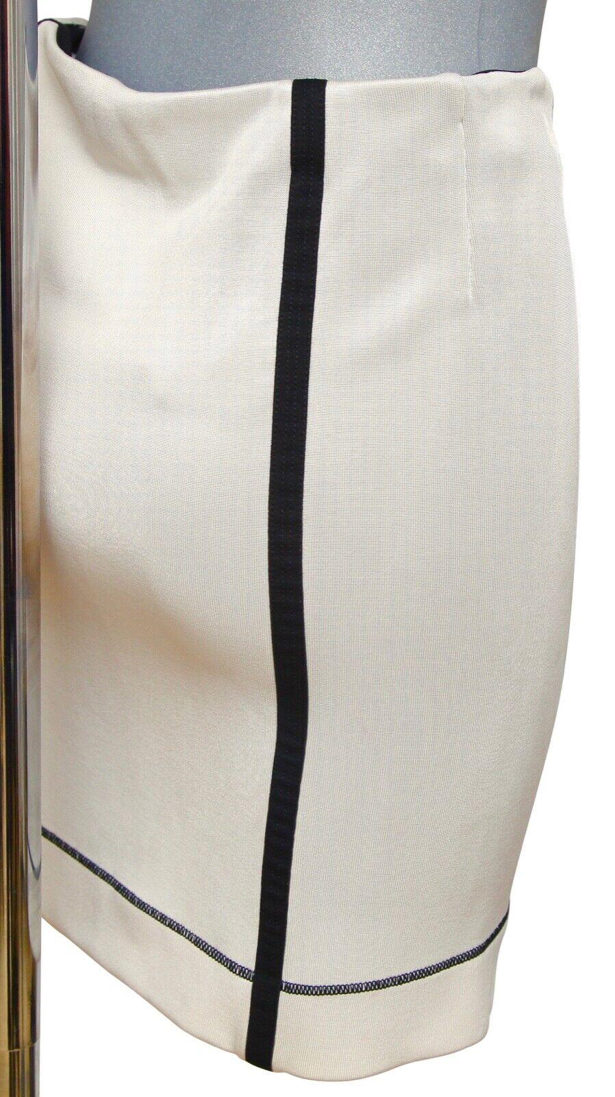 GUCCI Pencil Skirt Bodycon Viscose Zipper Ivory Black Sz 40 For Sale 6
