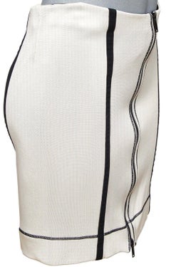 GUCCI Bleistiftrock Bodycon Viskose Zipper Elfenbein Schwarz Sz 40