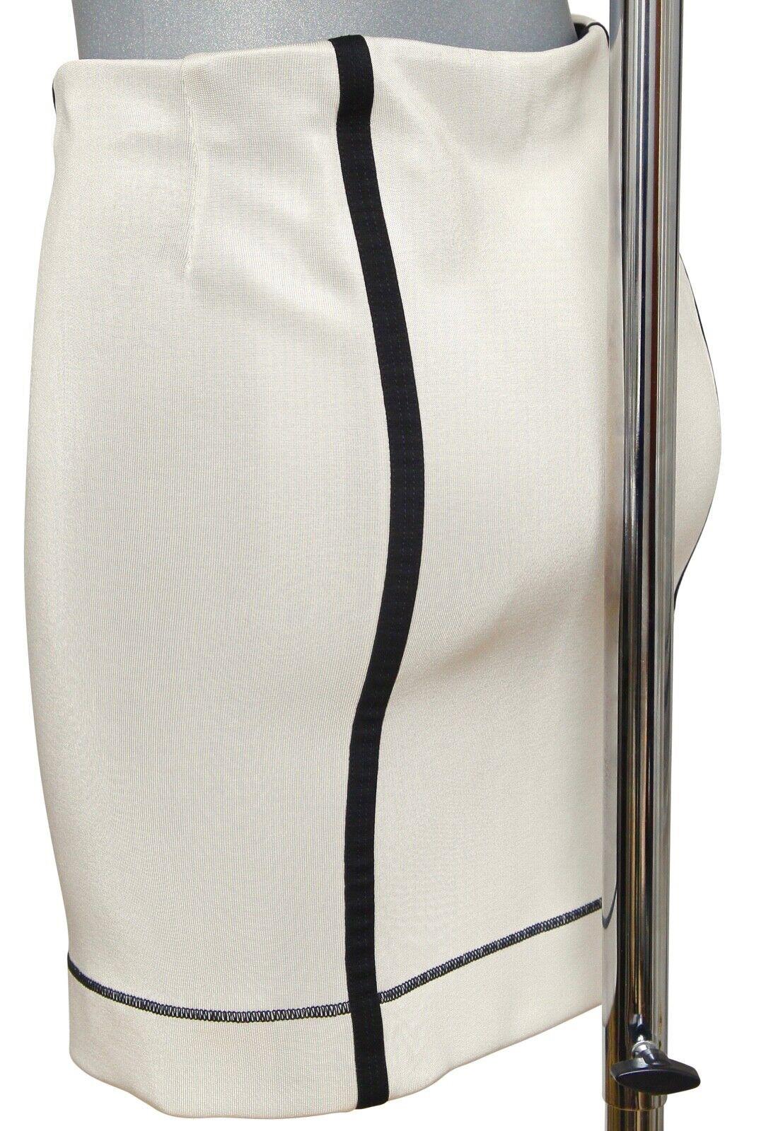 GUCCI Pencil Skirt Bodycon Viscose Zipper Ivory Black Sz 40 For Sale 3