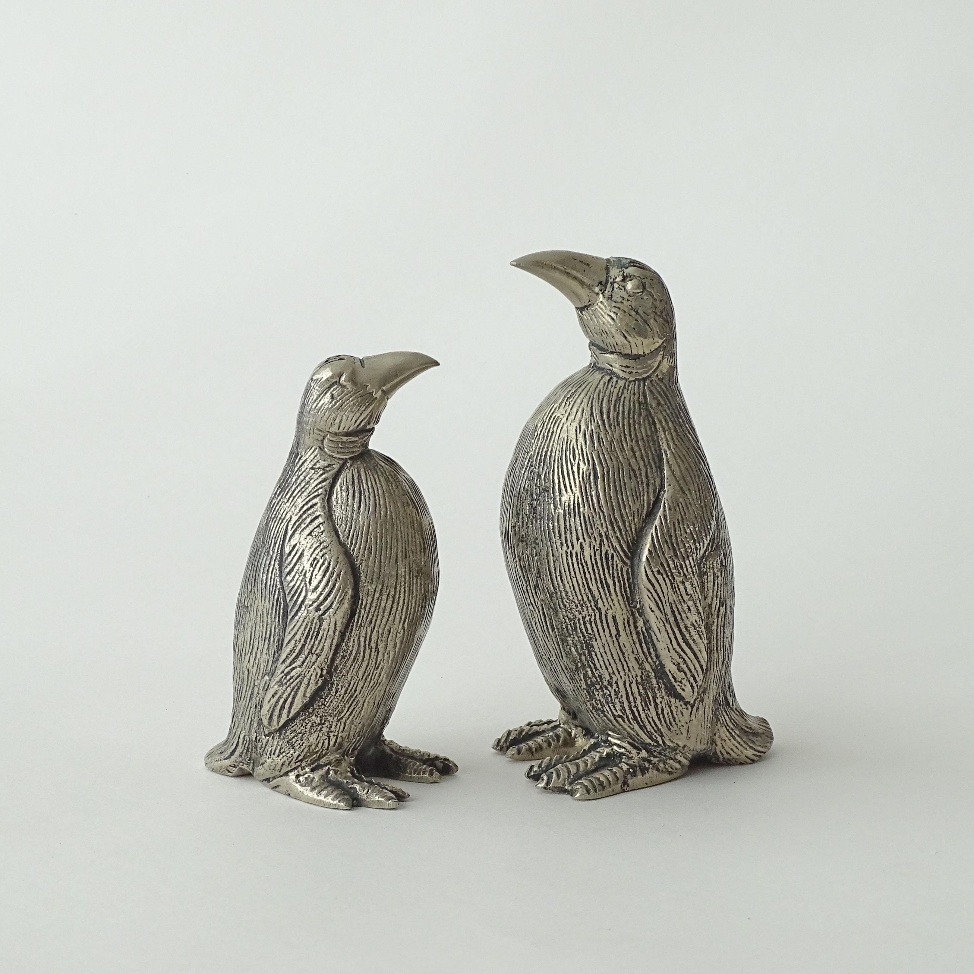 Silver Plate Gucci Penguin Salt and Pepper Shakers, Italy 1970s
