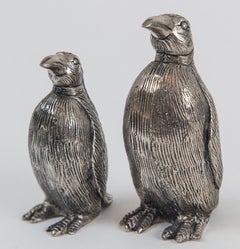 Gucci Penguin Salt and Pepper Shakers, Silver Plate Over Pewter