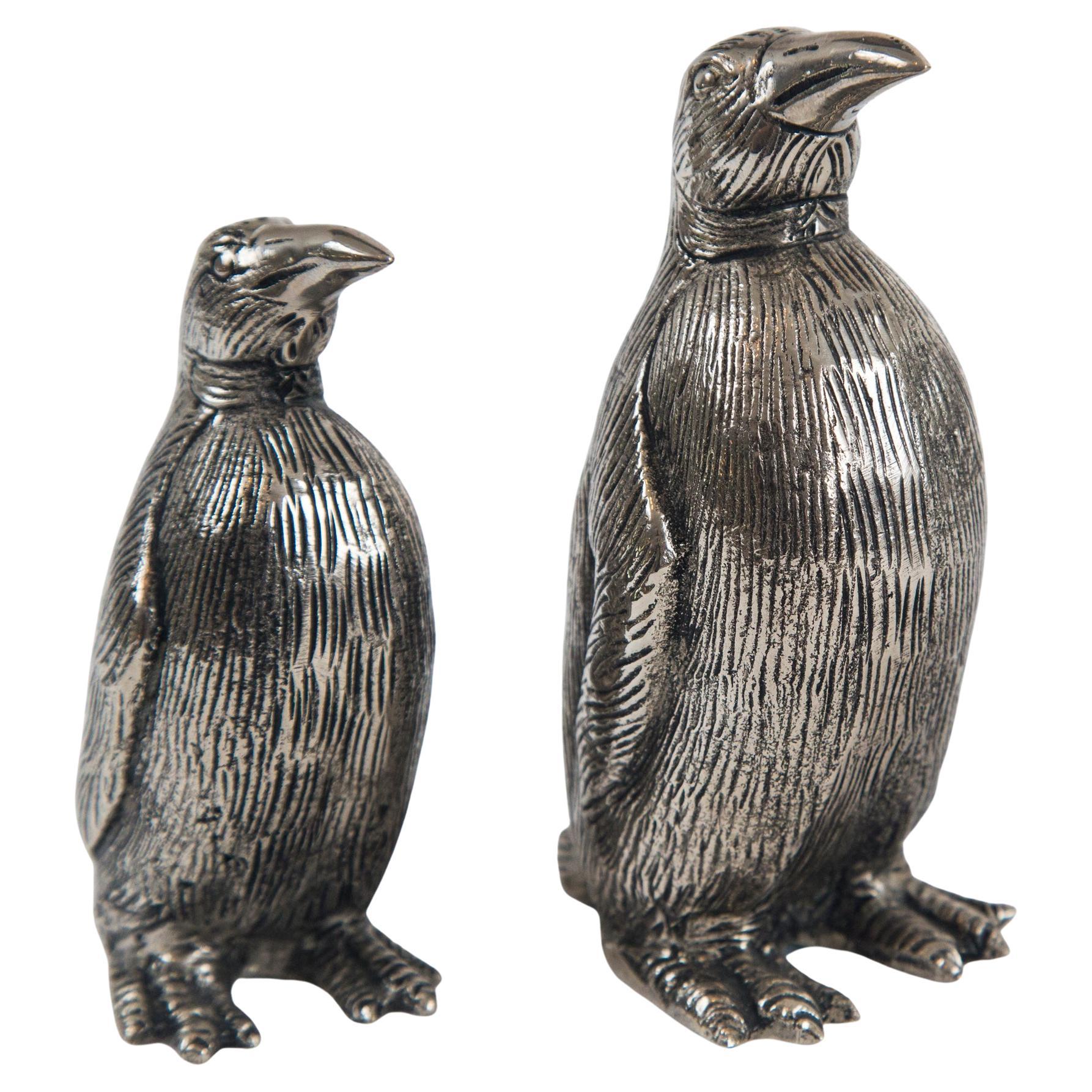 Gucci Penguin Salt and Pepper Shakers, Silver Plate Over Pewter