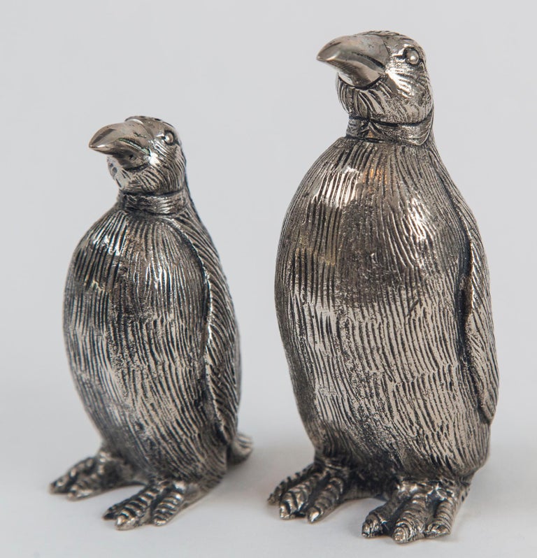 Gucci Penguin Salt and Pepper Shakers, Silver Plate Over Pewter at 1stDibs