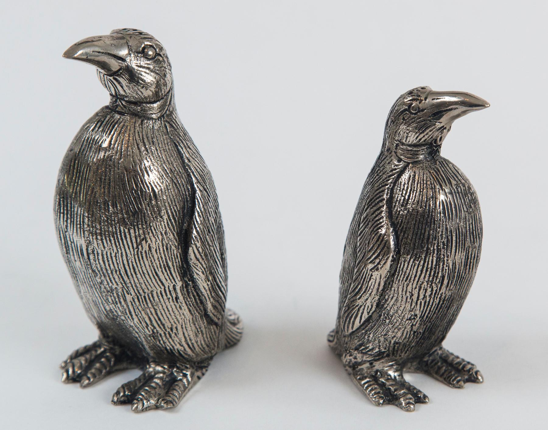 Gucci Penguin Salt and Pepper Shakers, Silver Plate Over Pewter 1
