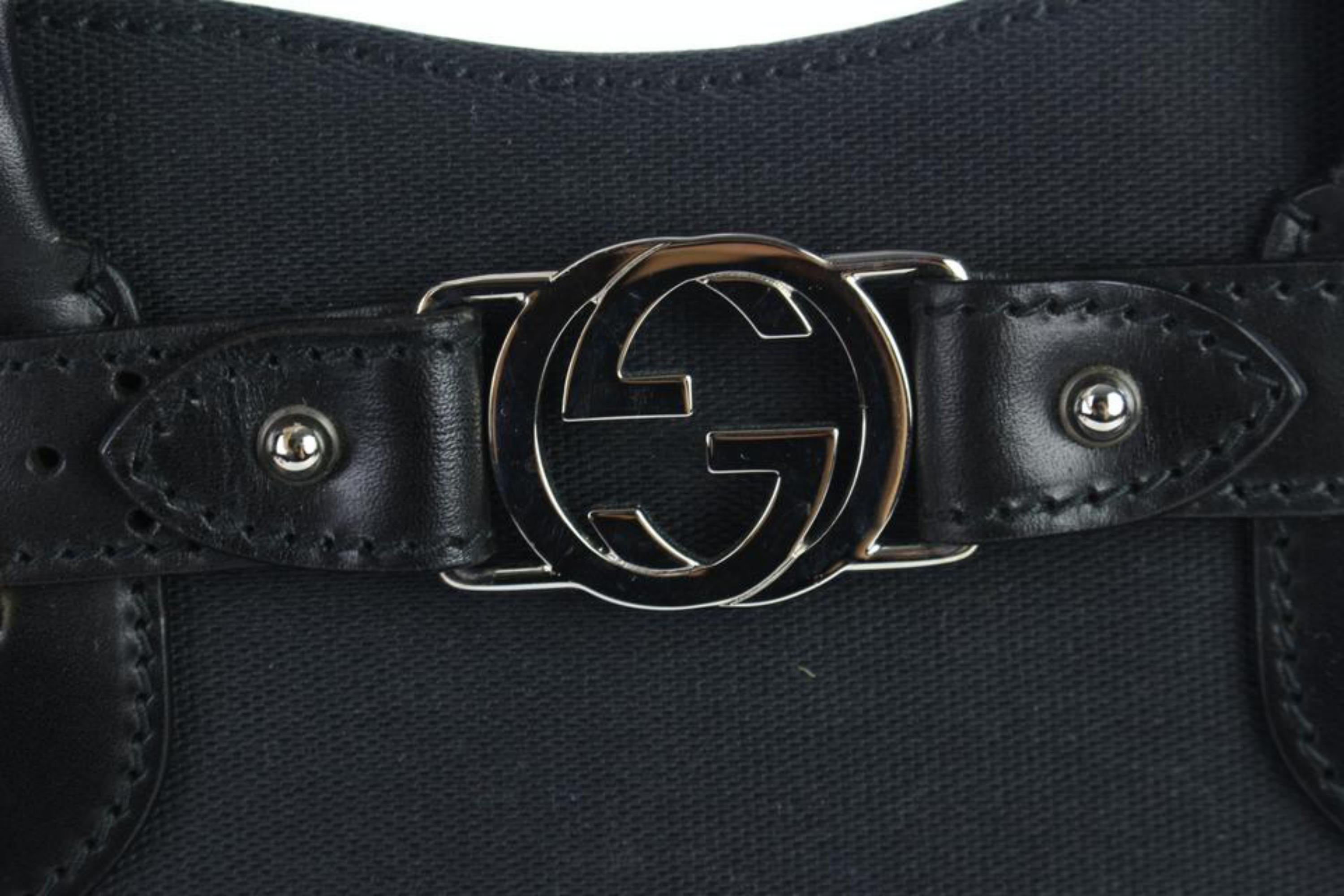 Gucci Perforated Belt 14gz0904 Black Canvas Tote For Sale 1