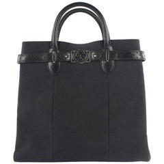Vintage Gucci Perforated Belt 14gz0904 Black Canvas Tote