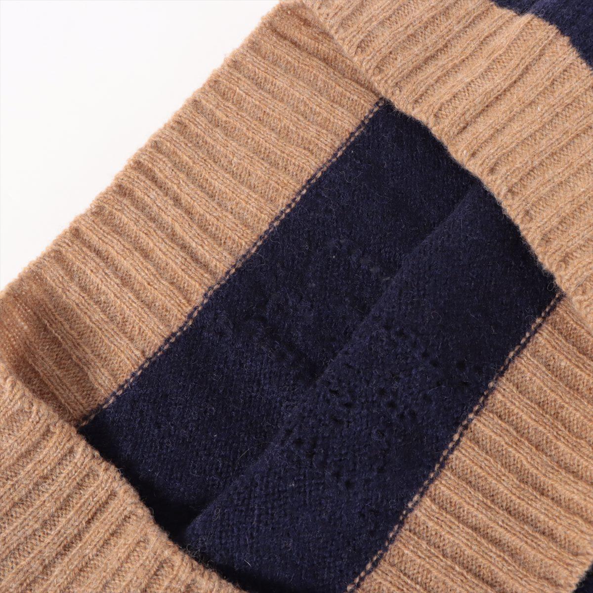 Femenino o masculino Gucci Sudadera de punto a rayas con dibujo GG perforado Marrón x Azul Marino