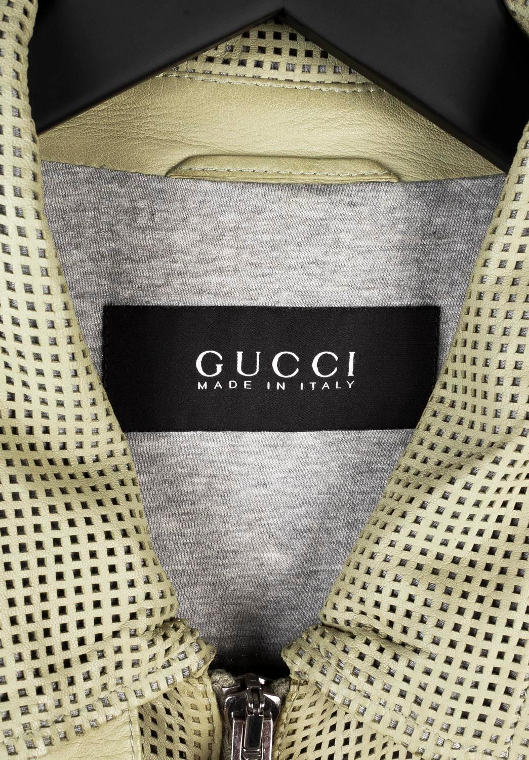 Gucci Veste en cuir perforé pour homme Taille M/L en vente 2