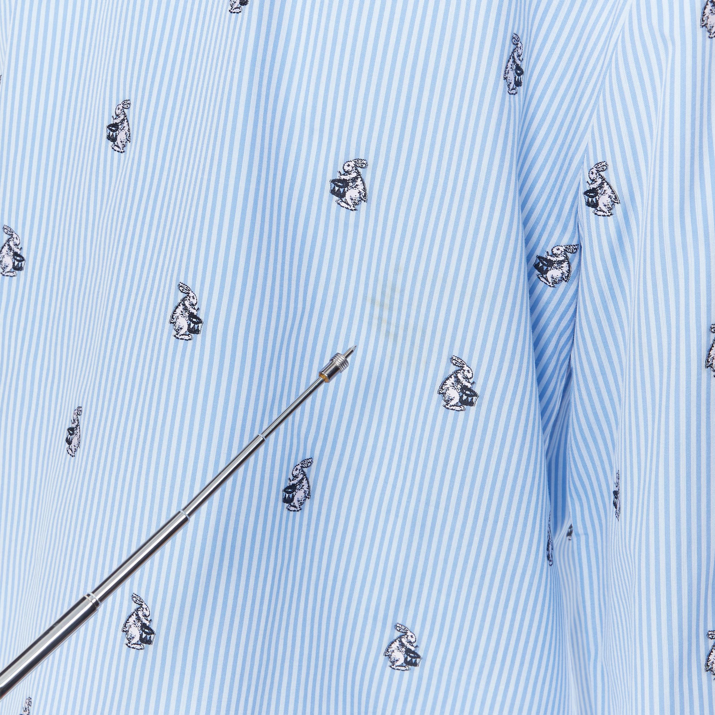GUCCI Peter Rabbit blue white striped print grosgrain bow long sleeve shirt IT42 1