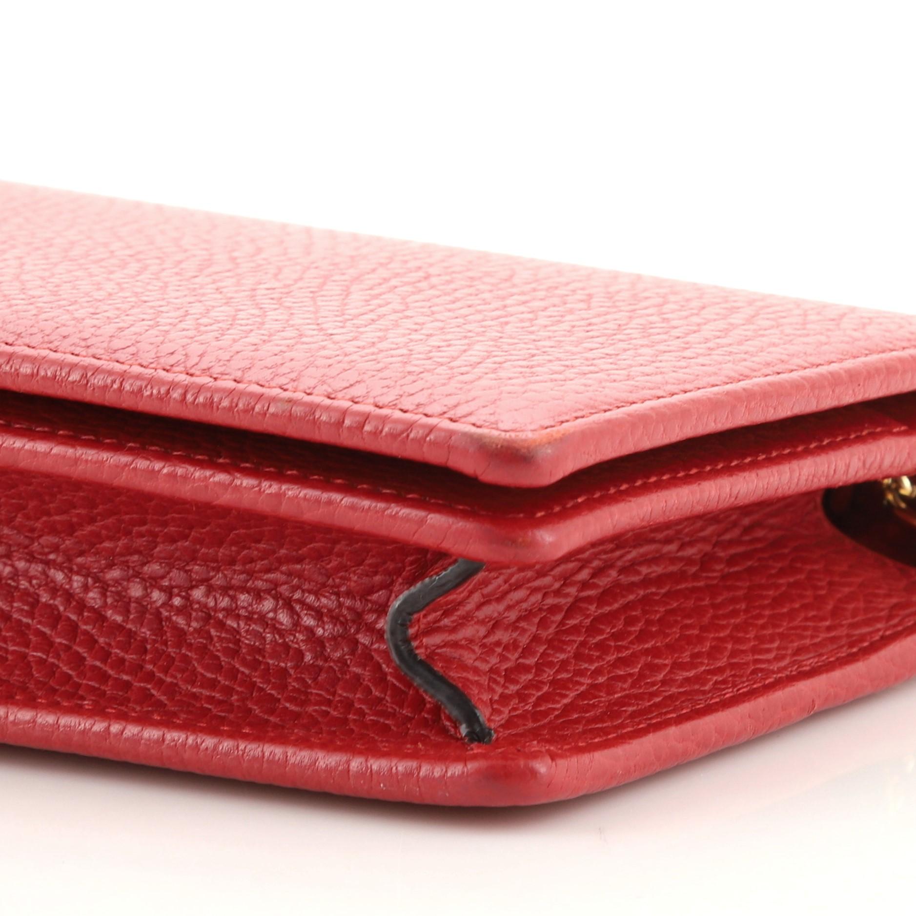 Gucci Petite GG Marmont Chain Wallet Leather Mini In Good Condition In NY, NY