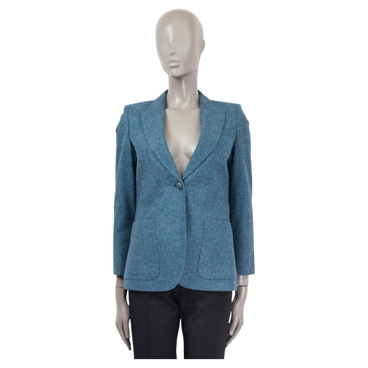 GUCCI Petrolblauer Wollblauer TWEED-Blazer 40 S