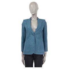 GUCCI - Blazer en laine bleu pétrole TWEED 40 S